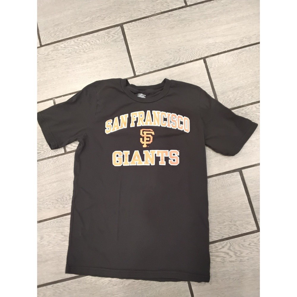 San Francisco Giants Youth T Shirt Black Orange SF Logo Baseball Size L G